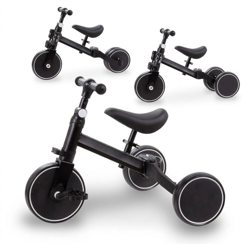 Bicicleta Triciclo 3 en 1 negra en sus 3 modos