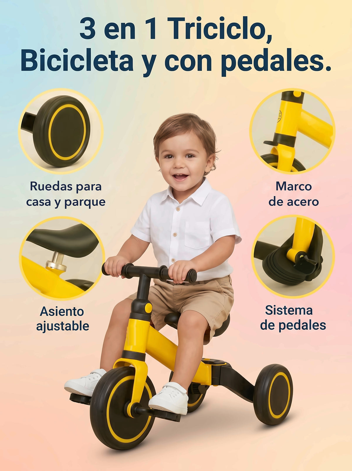 Detalles del triciclo 3 en 1
