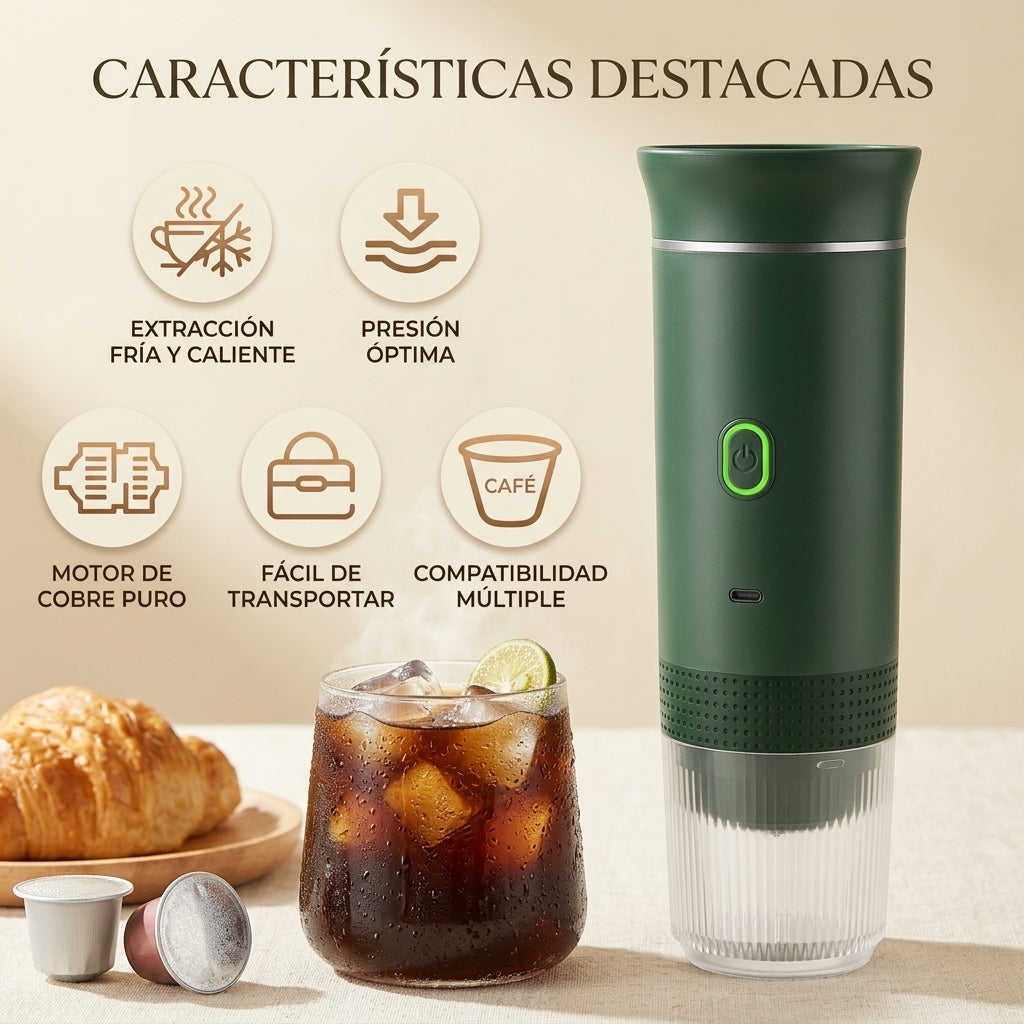 Características destacadas de Presura: extracción fría y caliente, presión óptima, motor de cobre puro, fácil de transportar y compatibilidad múltiple
