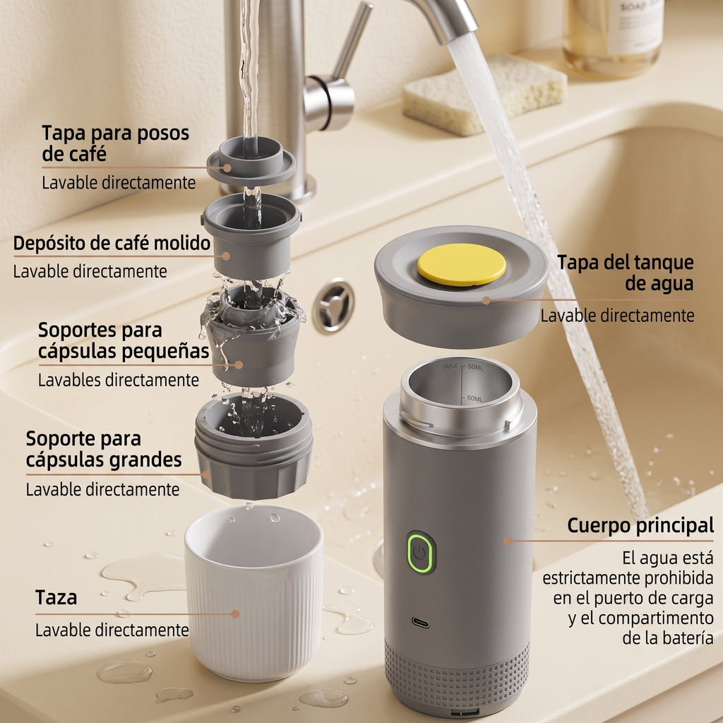 Las piezas de Presura desarmadas: seis de siete se lavan bajo el chorro